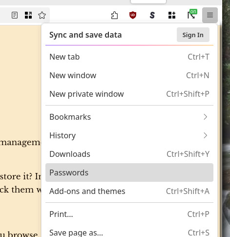 Password manager in Firefox