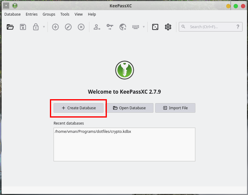 creating your keepassxc database