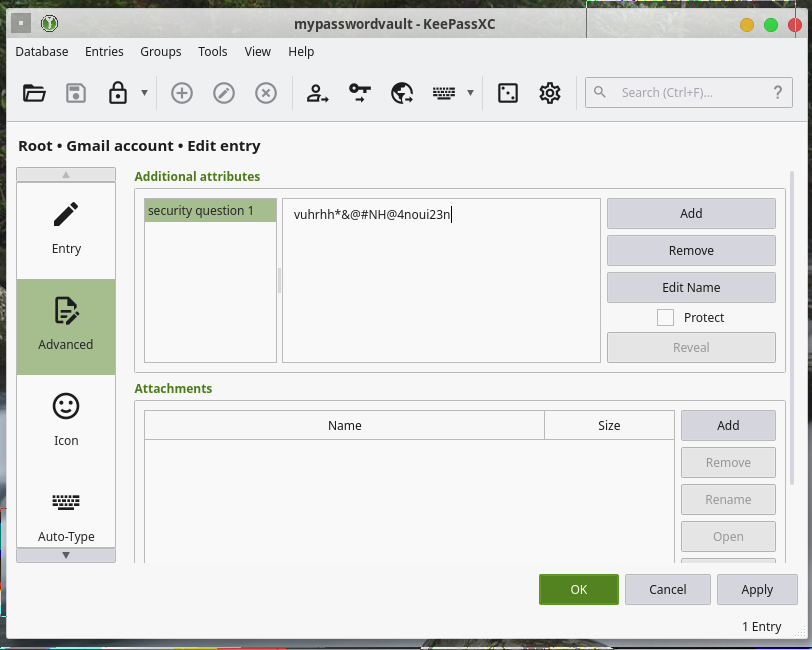 keepassxc adding metadata